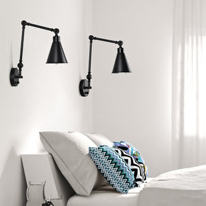 2 Pack- Modern Wall Lamps, Dimmable Lamp Swing Arm Wall Sconces for Living Room Bedroom