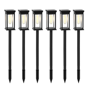 6 Pack Solar Lights with LED Tungsten Filament Bulb