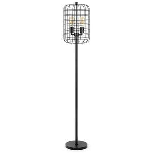Industrial Floor Lamp with Metal Cage