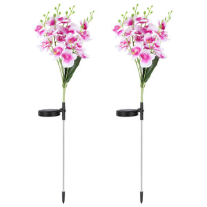 Solar Garden Lights, 2 Pack Solar Phalaenopsis Lights Outdoor Waterproof for Garden, Pathway  Decorations