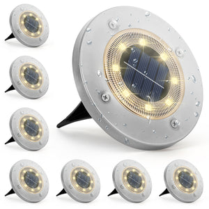 8 Pack 8 LED Solar Honeycomb Disk Lights