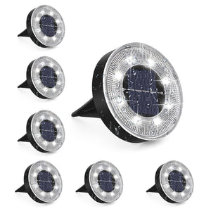 Solar Powered Ground Light, 8 Pack Waterproof Outdoor LED Disk Lights for Garden