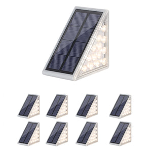 Solar Triangle Step Lights - 8 Pack Waterproof Outdoor Decor  for Stair, Deck, Pathway, Driveway