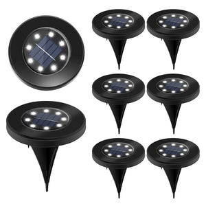 8 Pack Solar In-Ground LED Lights, Black Plastic Pathway Lights for Lawn, Patio, Yard, Driveway, White Light