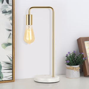 Table Lamp with Marble Base and Metal Frame