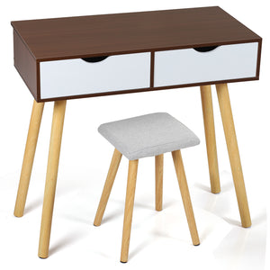 Vanity Makeup Table Set with Cushioned Stool