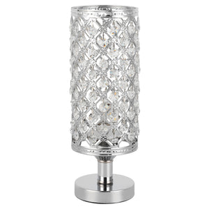 HAITRAL Crystal Cylinder Table Lamp, Vintage Modern Night Lamp, Nightstand, Decorative Lamp For Desks, Bedroom, Living Room, Kitchen, Dining Room