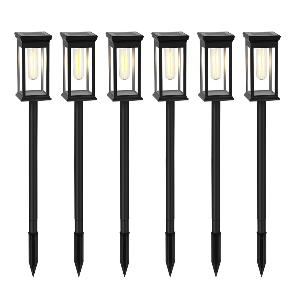 6 Pack Solar Lights with LED Tungsten Filament Bulb