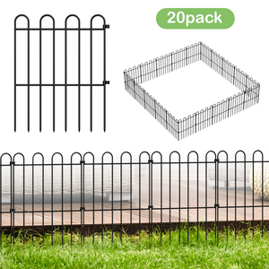 Black Rustproof Garden Fence Border - Decorative Metal Edging for Flower Beds, Pet Barrier & Lawn