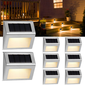 Solar Step Lights, Solar Outdoor Lights 6 Pack, Waterproof 6 LED Solar Fence Lighting for Garden Yard Patio Deck