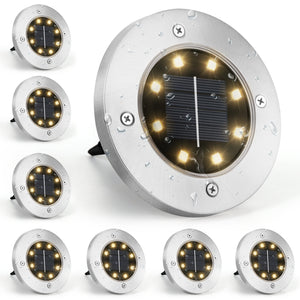 8 LED Solar Disk Lights