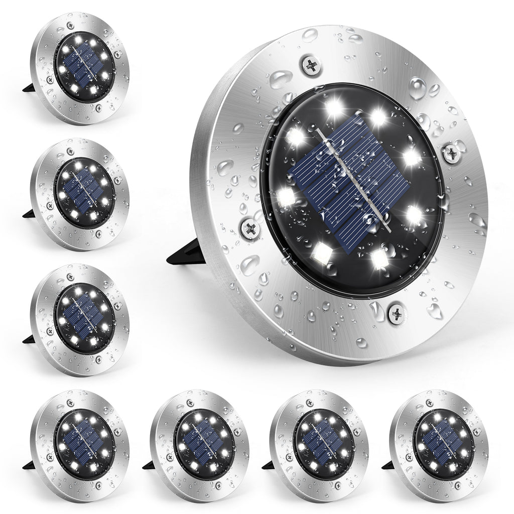 8 LED Solar Disk Lights