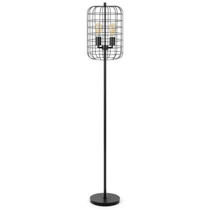 Industrial Floor Lamp,  Black Metal Cage Suitable for Living Room Reading Bedroom Home Office