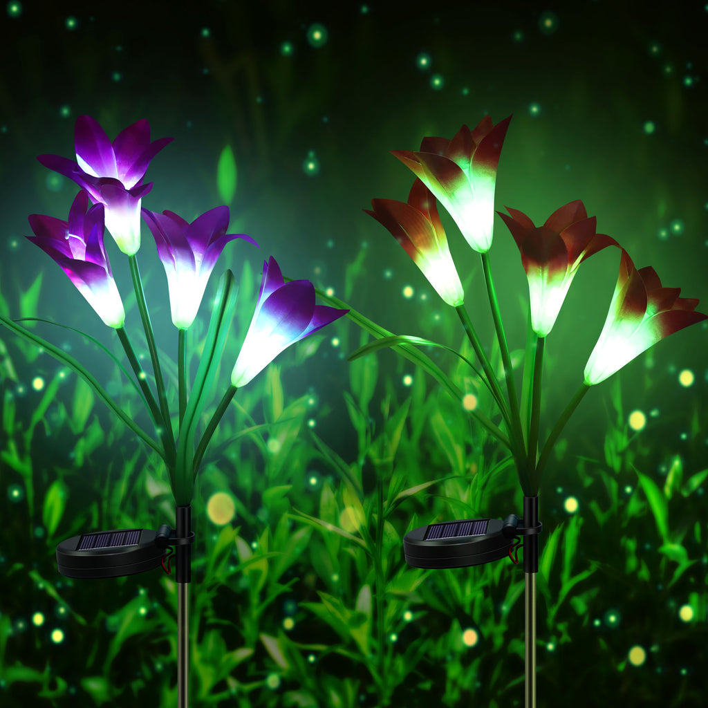 2 Pack Solar Flower LED Lights