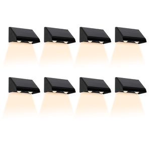 Solar Lights Wall Mounted  - 8 Pack Waterproof LED Solar Powered Outdoor Step Light