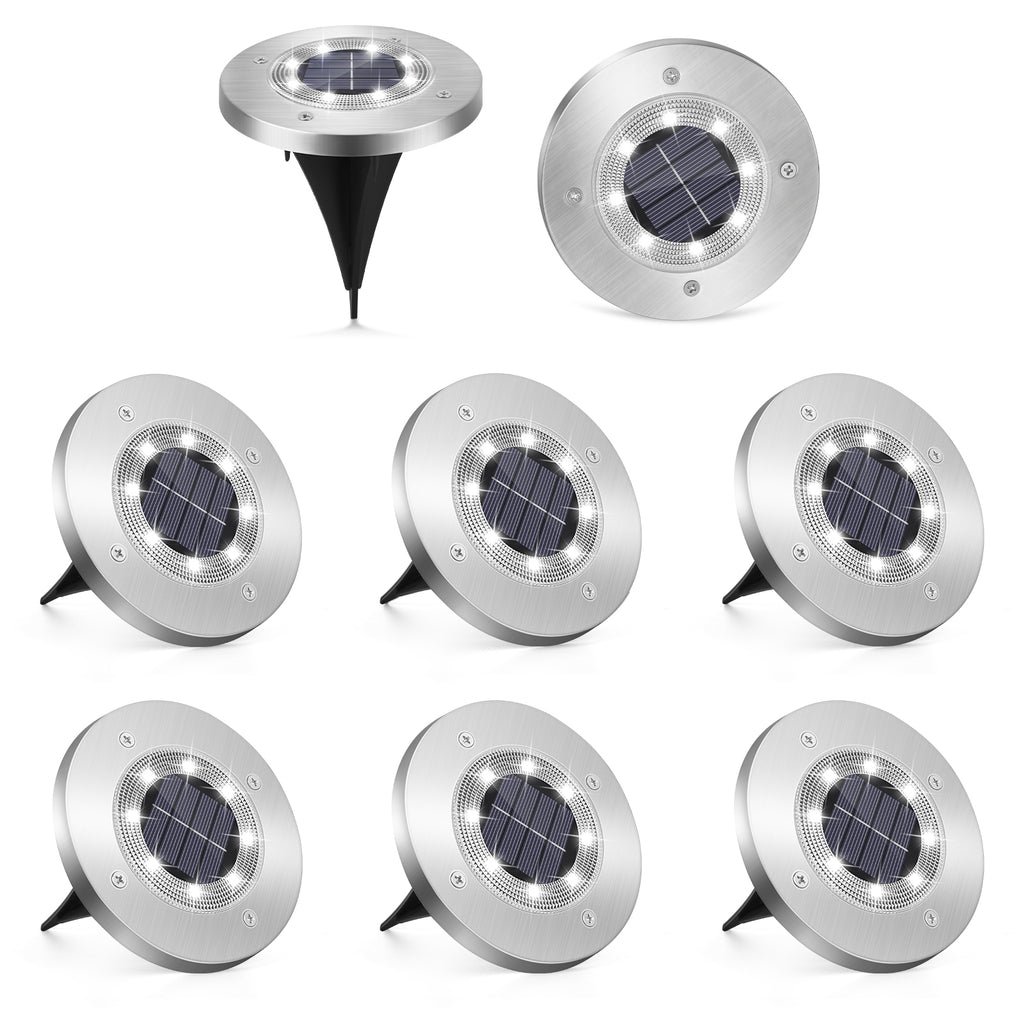 8 Pack 8 LED Solar Honeycomb Disk Lights