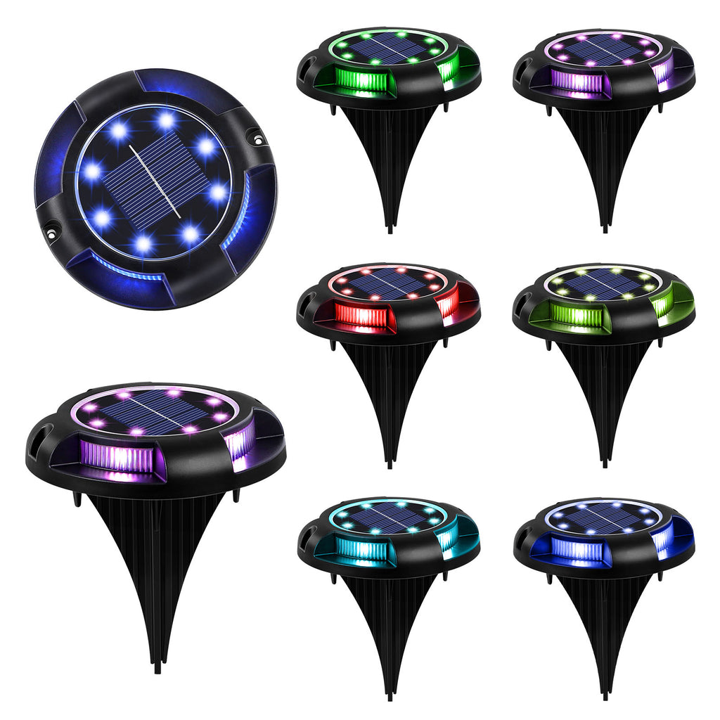 8 Pack RGB Solar Ground Lights, Black