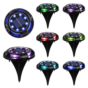 Solar Ground Lights Outdoor, 8 Pack RGB Light for Lawn Patio Pathway Yard