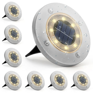 Solar In-Ground Light Outdoor, 8 Pack 8 LED Honeycomb Disk Lights for Patio
