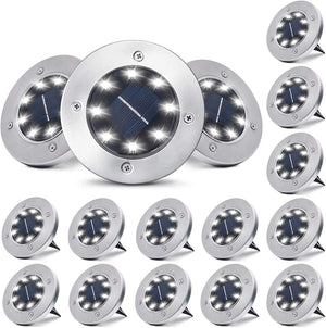 8 LED Solar Disk Lights