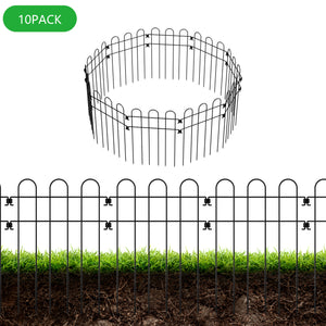 10-Pack Garden Fence, Decorative Rustproof Metal Wire Border Animal Barrier for Dogs