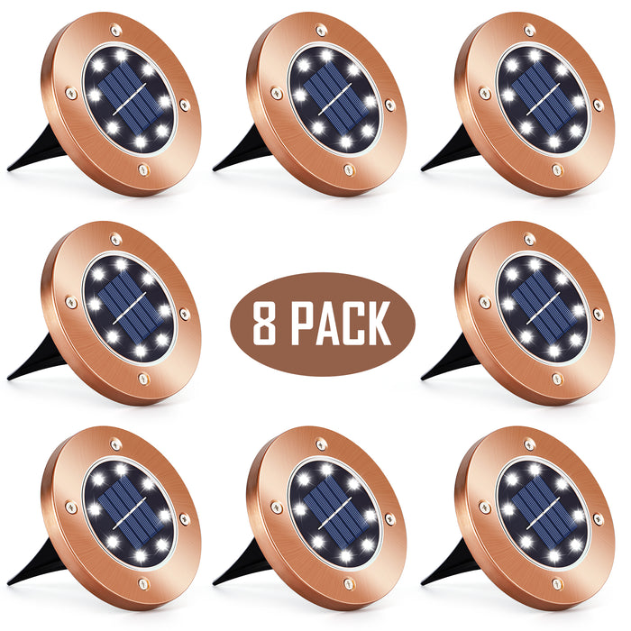 8 Pack Solar In-Ground Lights -  Bronze