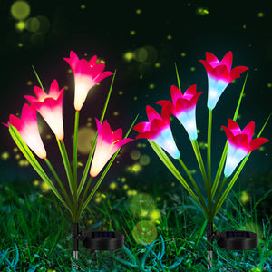 2 Pack Solar Flower LED Lights, Waterproof Garden Decor for Patio Yard