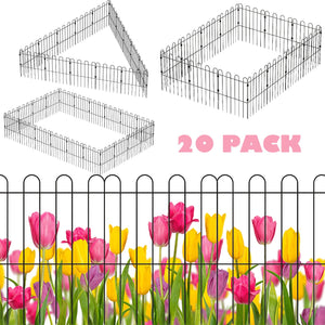 20 Pack Garden Fence, No Dig Rustproof Metal Animal Barrier