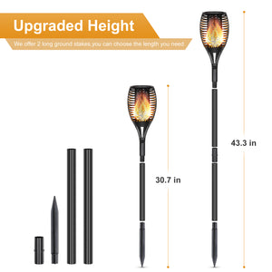 HAITRAL 4 Pack  Solar Torch Lights Outdoor Waterproof- With Flickering Flames Torch, 96 LEDs Landscape Lights, Operates Dusk to Dawn, Excellent Light for Garden, Pathway, Lawn, Patio, Yard