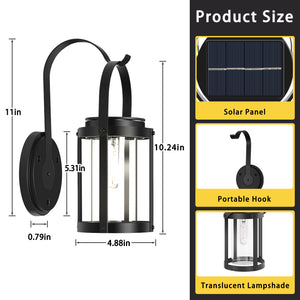 2 Pack Solar Lantern Outdoor Lights, Dual Use Lights for Garden Porch Fence