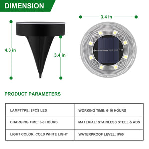 8 Pack  Solar LED Disk Lights