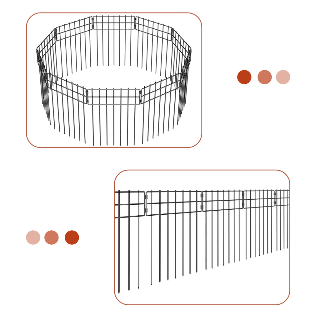 Black Metal Garden Fence Barrier- Small Animal Deterrent for Rabbits, Groundhogs & Dogs