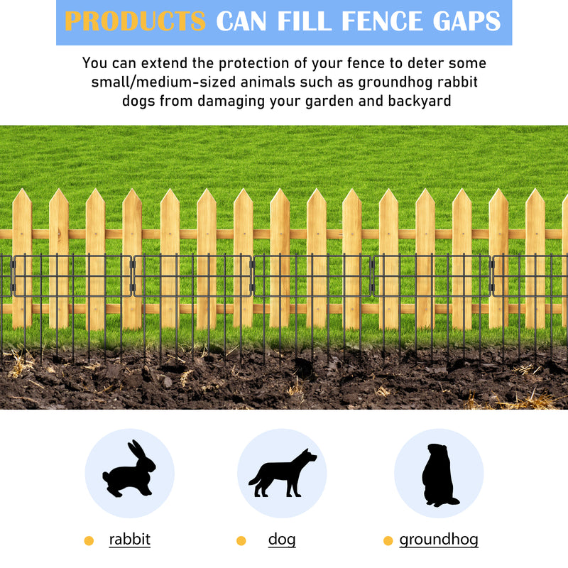 Black Metal Garden Fence Barrier- Small Animal Deterrent for Rabbits ...