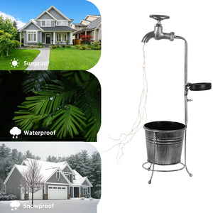 1 Pack Solar Faucet Garden Stake with Planters for Lawn Garden Decor