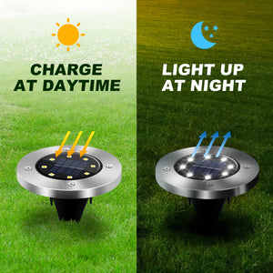 8 LED Solar Disk Lights