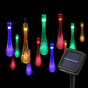 Solar Water Drop String Lights, 21.4 Feet 30 LED Water Drops Outdoor Garden Patio Landscape Lights Party