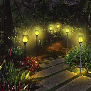 HAITRAL 4 Pack  Solar Torch Lights Outdoor Waterproof- With Flickering Flames Torch, 96 LEDs Landscape Lights, Operates Dusk to Dawn, Excellent Light for Garden, Pathway, Lawn, Patio, Yard