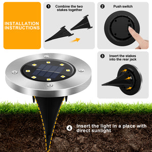 8 LED Solar Disk Lights