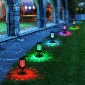 2 Pack Glass Can Solar Lights, Colored glaze Pathway Lights for Garden,Walkway, Driveway  Decor