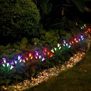 2 Pack Solar Flower LED Lights, Waterproof Garden Decor for Patio Yard