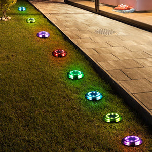 8 Pack RGB Solar Ground Lights, Black