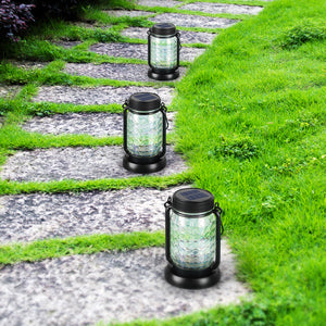 2 Pack Glass Can Solar Lights, Colored glaze Pathway Lights for Garden,Walkway, Driveway  Decor