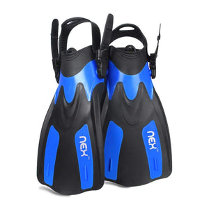 NEX 1 Pair Adult Adjustable Snorkeling Diving Fin- Short Blade, Adjustable Flippers, Diving Equipment, (XS/M)