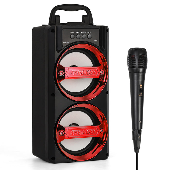 Surround Sound Bluetooth Speaker Portable Karaoke Party Speaker System Wireless Subwoofer,Red