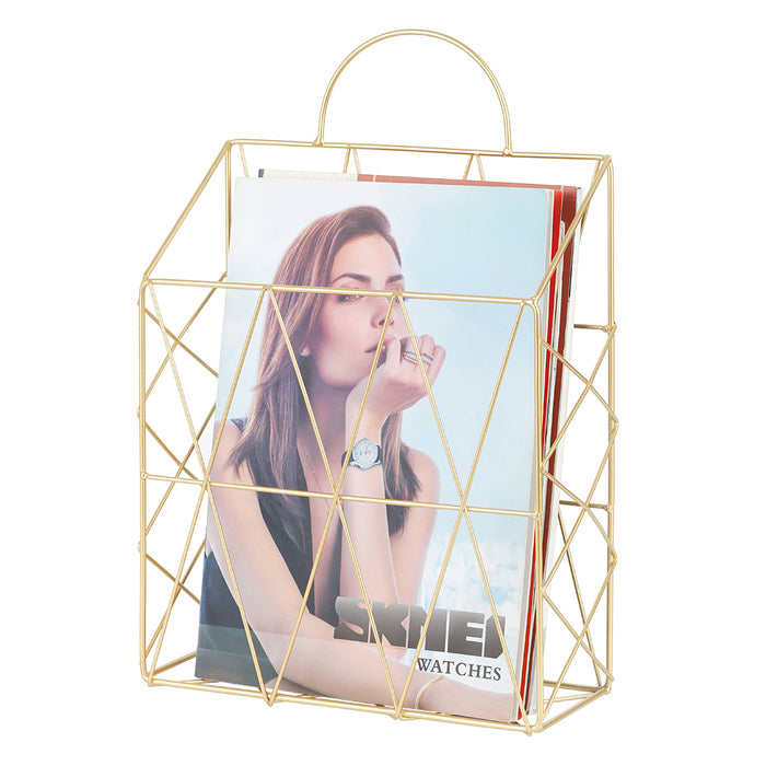 Wall-mounted Metal Files Holder, Magazine Rack in Gold