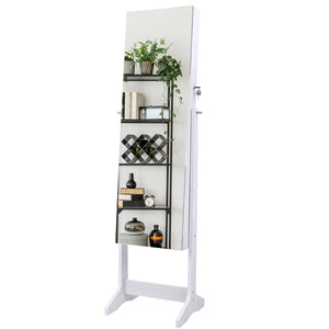 Frameless Mirror Jewelry Armoire with Lockable Cabinet In White By BTY