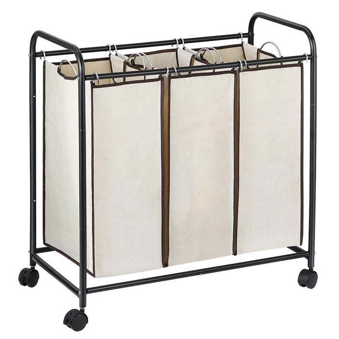 NEX 3-Bag Laundry Sorter Cart Laundry Sorter with Removable Bags Brown (NX-HK48-02)
