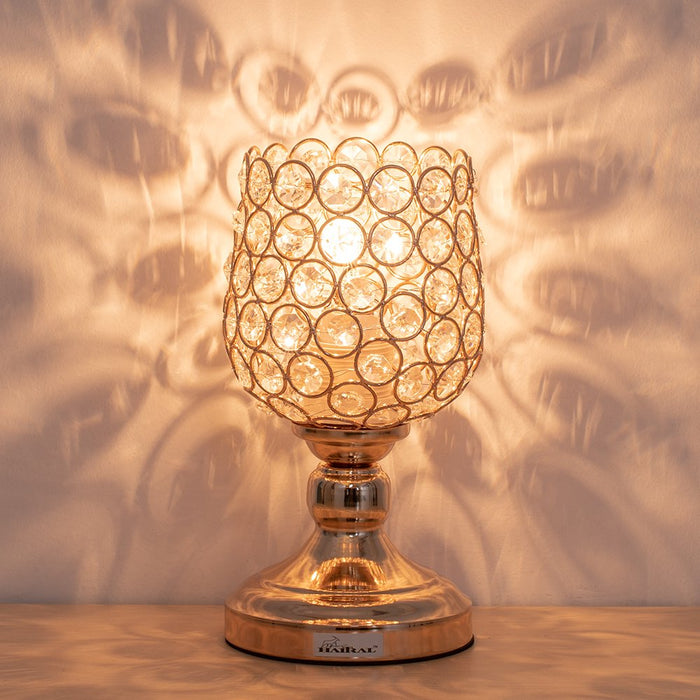 HAITRAL Gold Crystal Rose Shape Table Lamp, Vintage Modern Night Lamp
