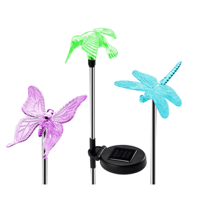 LED Solar Garden Lights, Hummingbird, Butterfly & Dragonfly Solar Stake LightTransparent Color