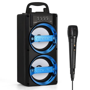 Surround Sound Bluetooth Speaker Portable Karaoke Party Speaker System Wireless Subwoofer,Blue